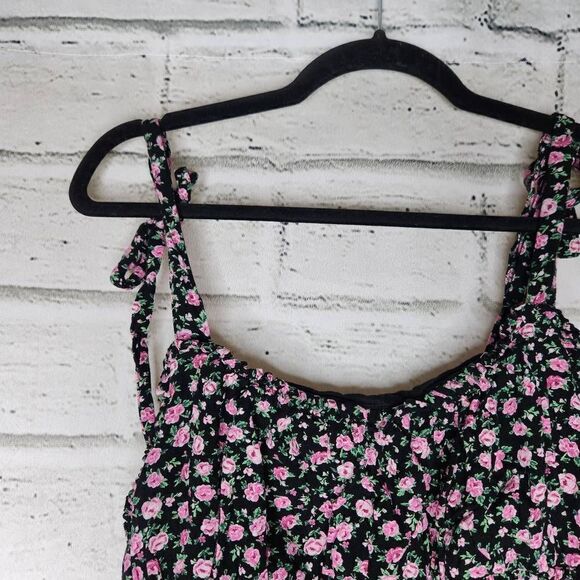 Lottie Moss Floral Ruffle Hem Adjustable Strap Smocked Tank Top Cropped Large - Picture 2 of 13